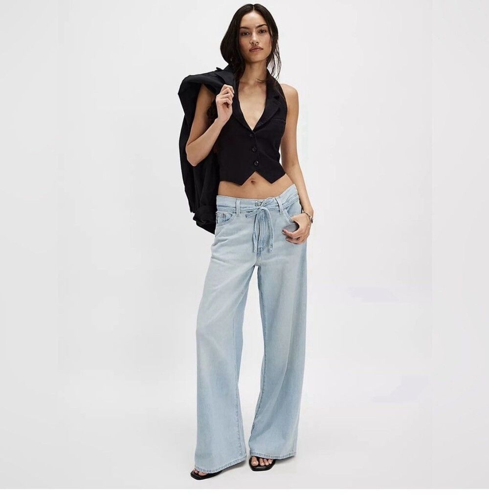 Free People Levi's XL Straight Karmas Coming Baggy Jeans Light Distressed NWT 25